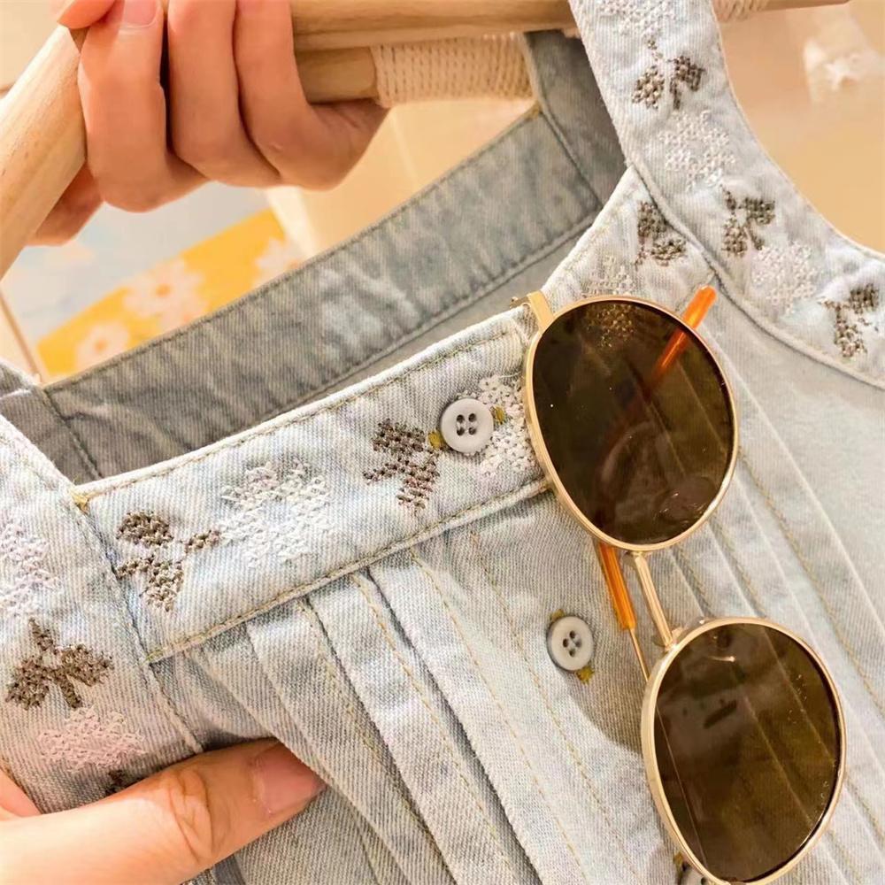 Nuovo set 2024: un set in due pezzi di canottiere in denim sottile e pantaloni larghi per ragazze alla moda popolari_voghion.com