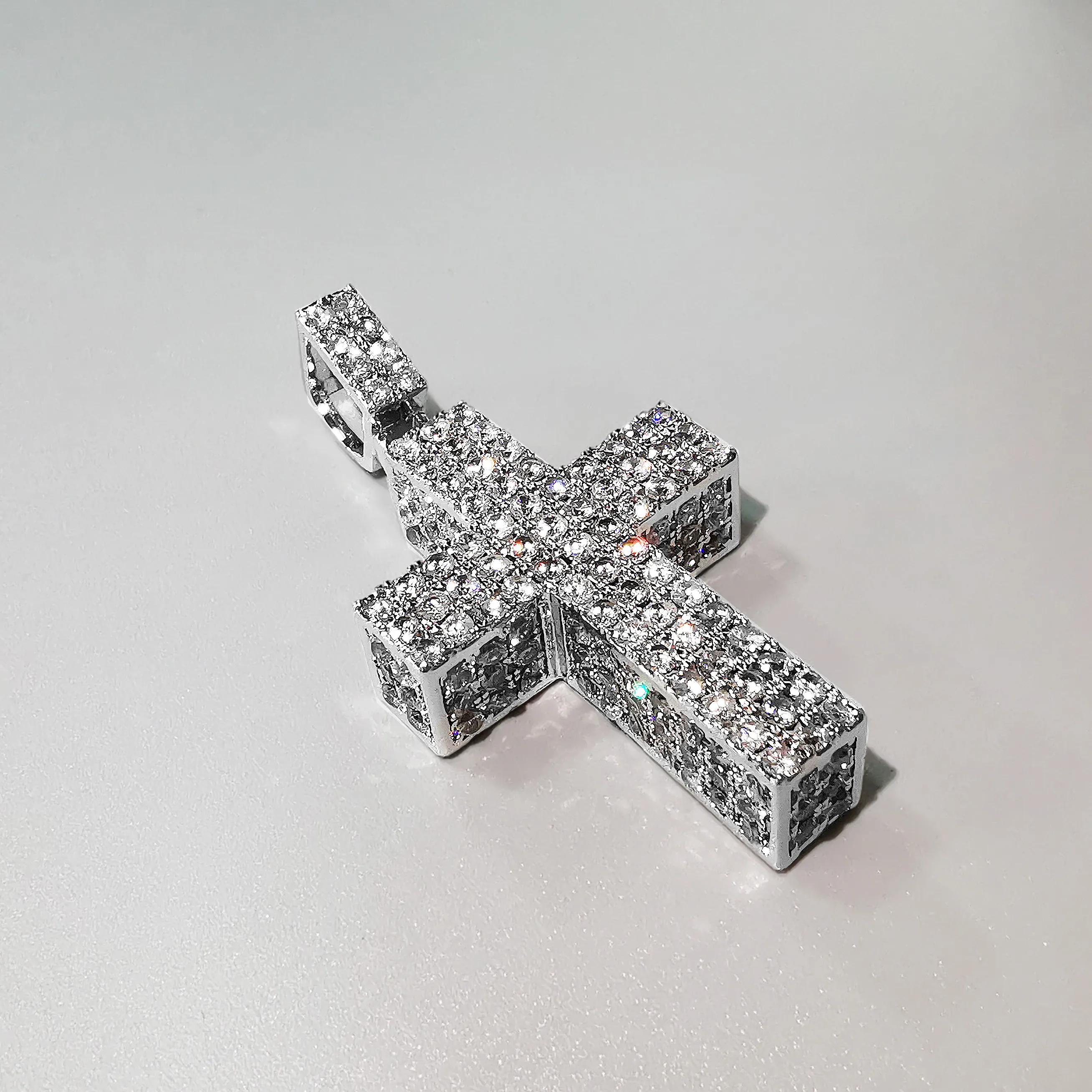 Κολιέ μενταγιόν 3D Σταυρός για Άνδρες και Γυναίκες Iced Out Κυβικά Ζιργκόν Υψηλής Ποιότητας Κοσμήματα Χιπ Χοπ_voghion.com