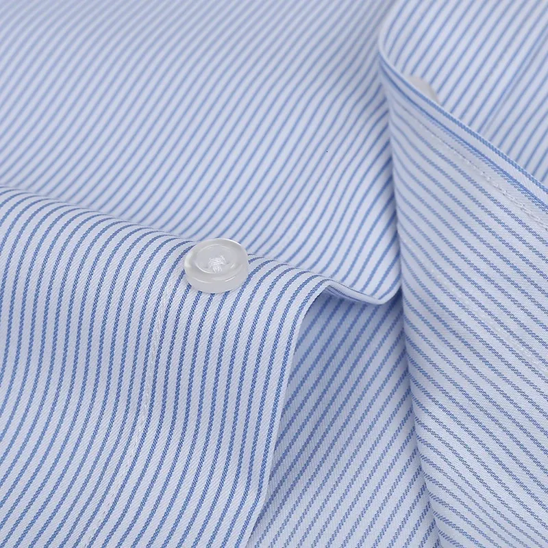 Plus Size S to 8xl formal for men striped long sleeved non-iron slim fit dress shirts Solid Twill Social Man's Clothing_voghion.com