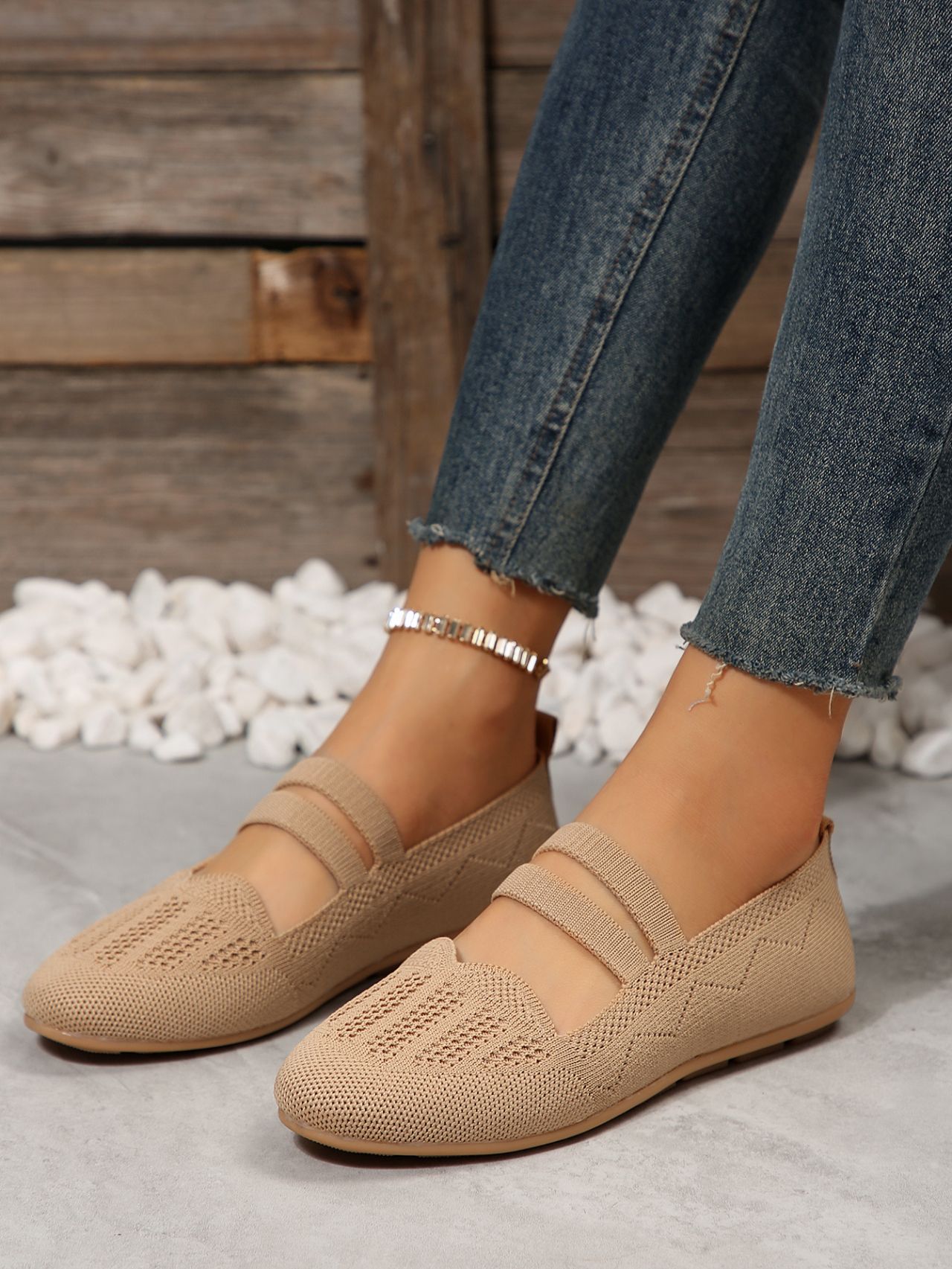Women's new shallow mouth round head set feet lazy loafers_voghion.com