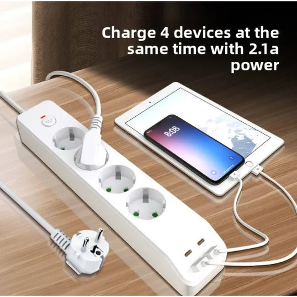 4-Outlet Surge Protector With 2 USB-A And 2 USB-C Ports_voghion.com