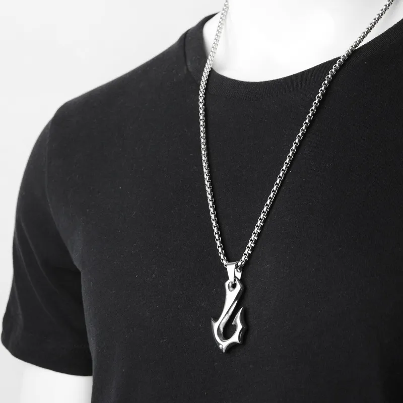 Collane con ciondolo, collane con amo da pesca, collane vichinghe con forma speciale, accessori per gioielli in metallo da uomo_voghion.com