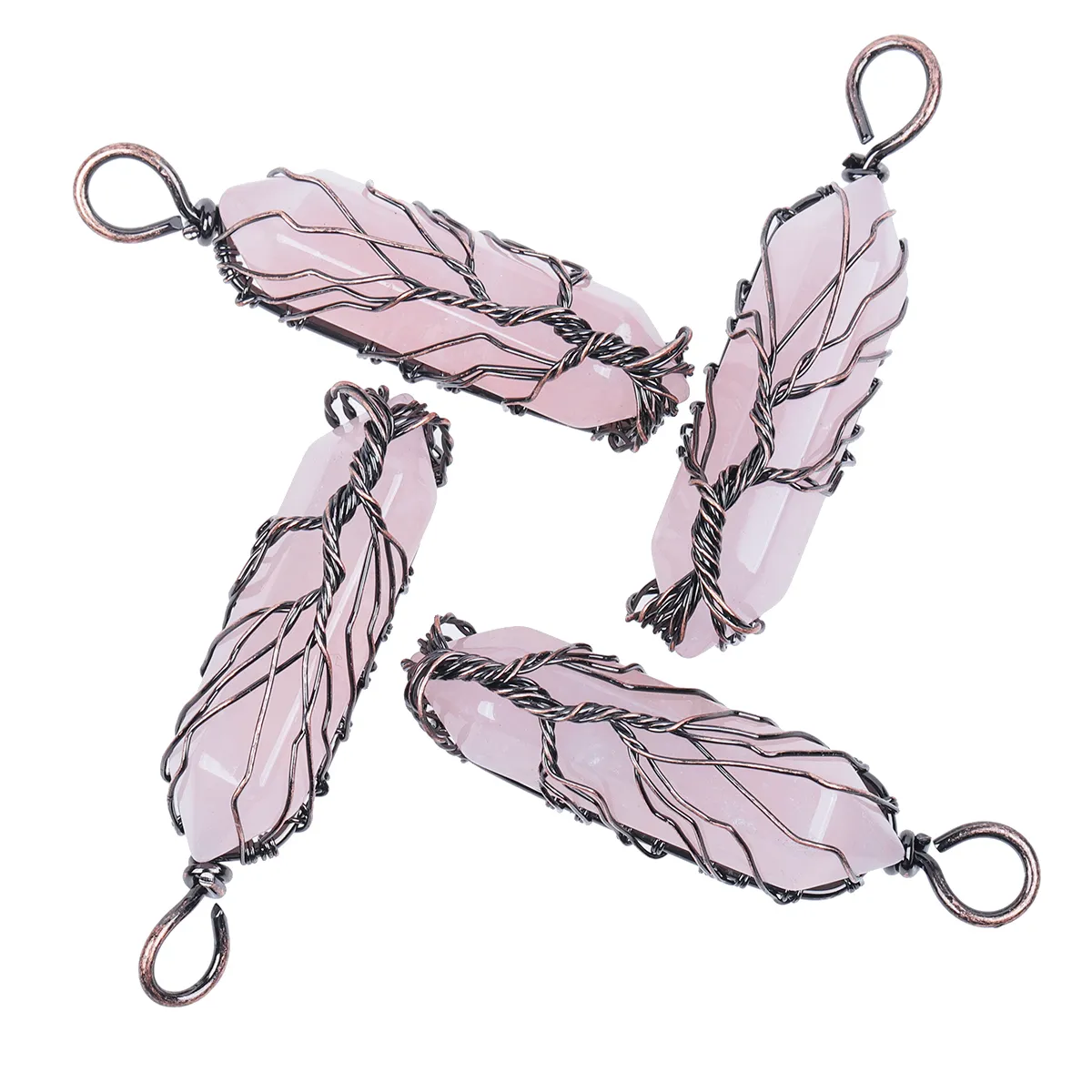 Collane con ciondolo in ametista naturale, pietra di cristallo curativa Reiki, colonna esagonale, bacchetta a doppia punta, collana fai da te_voghion.com