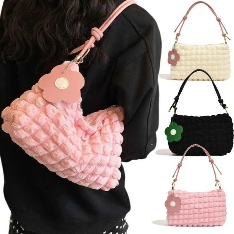 Sac à main coréen à bulles souples pour femmes, sac à bandoulière décontracté avec motif nuage pliable, portefeuille mignon Y241123_voghion.com