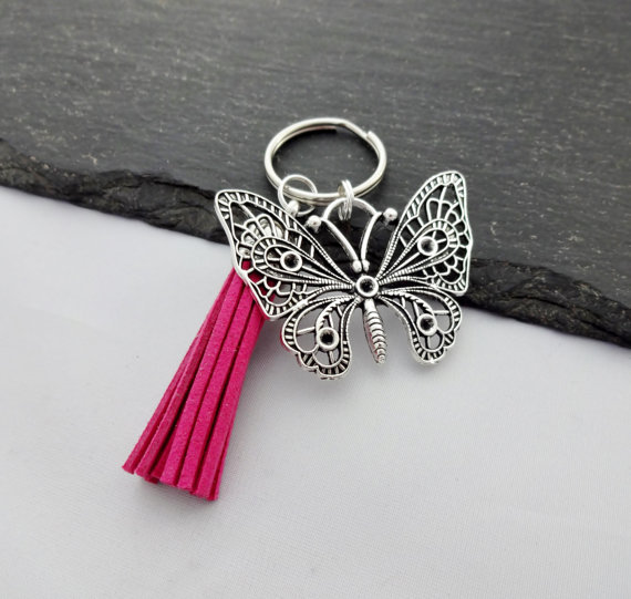 Education & Office Supplies Butterfly Charm Tassel Keychain_voghion.com