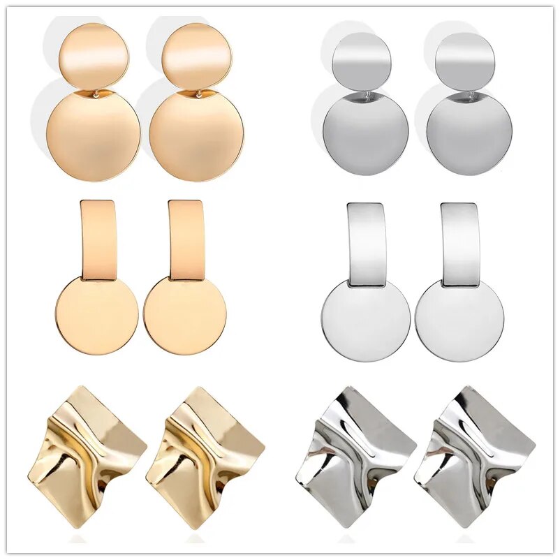 Orecchini pendenti cerchio geometrico gioielli donna moderni_voghion.com