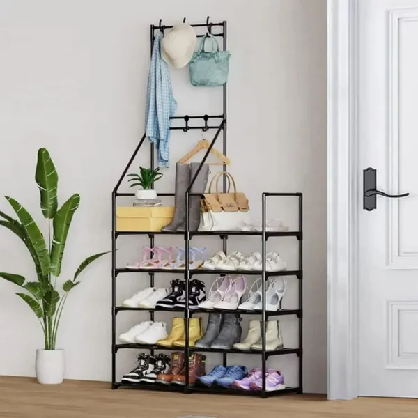 5-Tier Shoe Rack Shoe Storage Organizer, Freestanding Coat And Shoe Rack, 25-30 Pairs Shoe Shelf For Entryway Closet_voghion.com