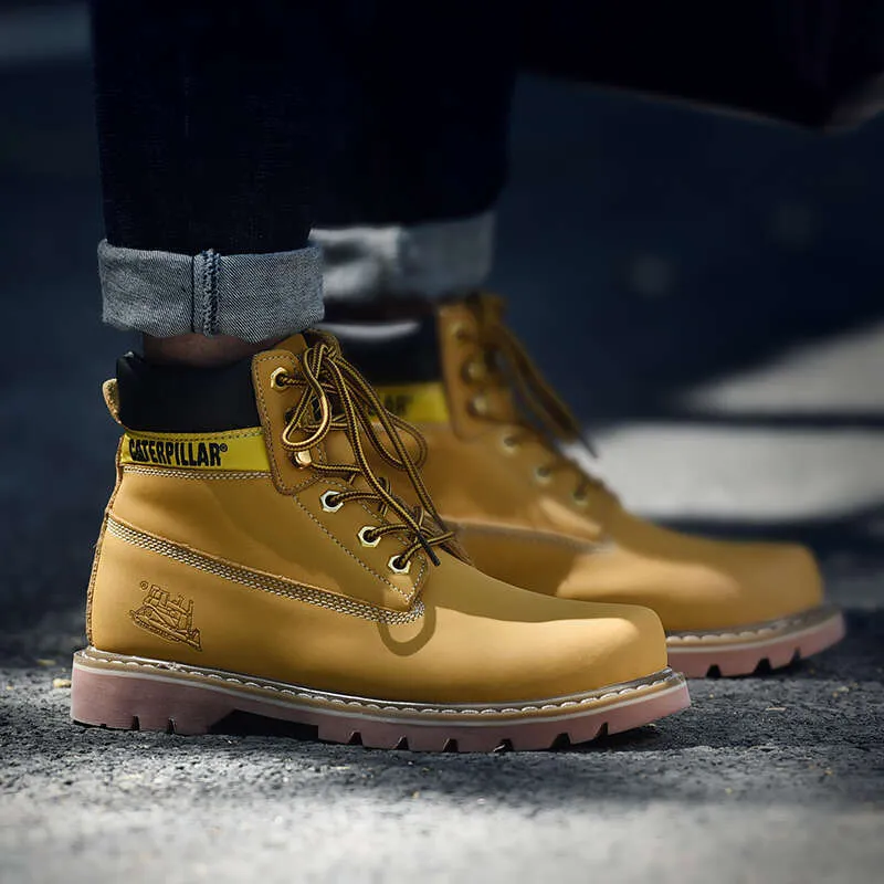 Echtes Leder Herren Damen Winter Knöchel Militär Trekking Schnee Gelb Designer Taktische Stiefel Outdoor für Männer Arbeitsschuhe_voghion.com