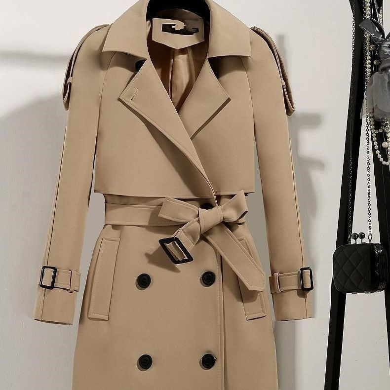 Vêtements pour femmes trench-coat mi-long automne et hiver taille fine amincissante veste d'étudiant chaude pour dames