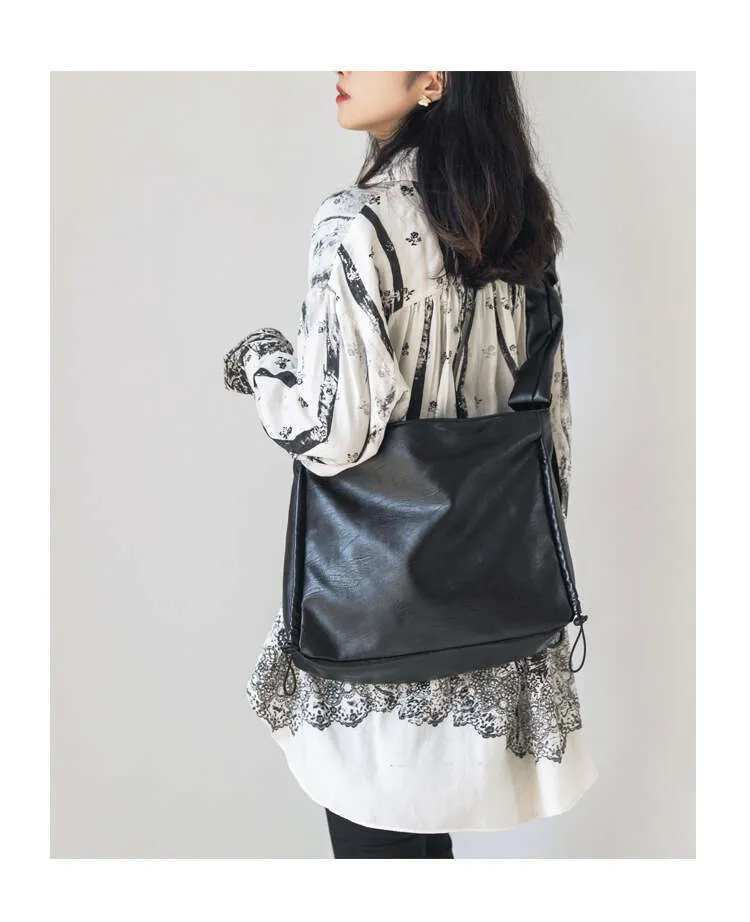 Nouveau sac fourre-tout à bandoulière plissé tendance pour campus universitaire_voghion.com