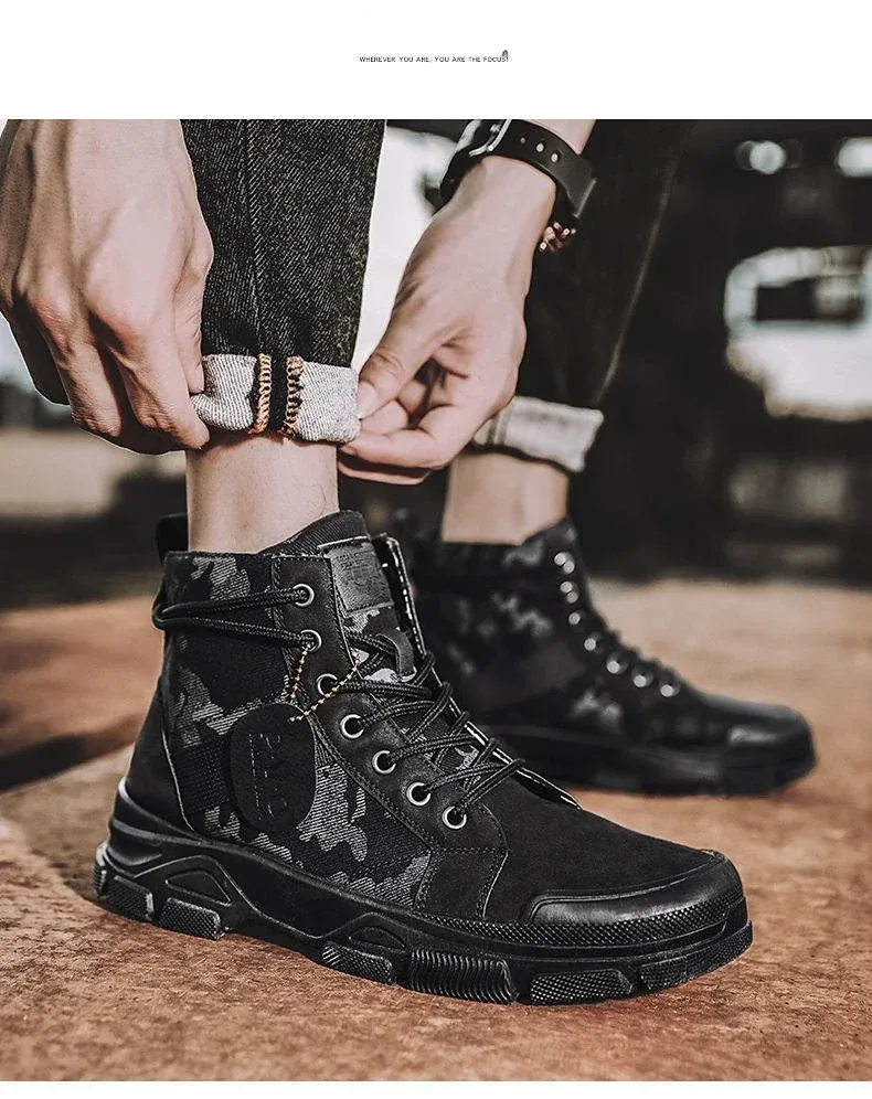 Herren High Top Wanderschuhe Bequeme Outdoor Desert Stiefel_voghion.com