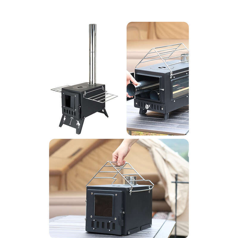Udendørs integreret rustfrit stål Desktop Camping Telt Opvarmning Brænde Husholdningsgrill Komfur_voghion.com