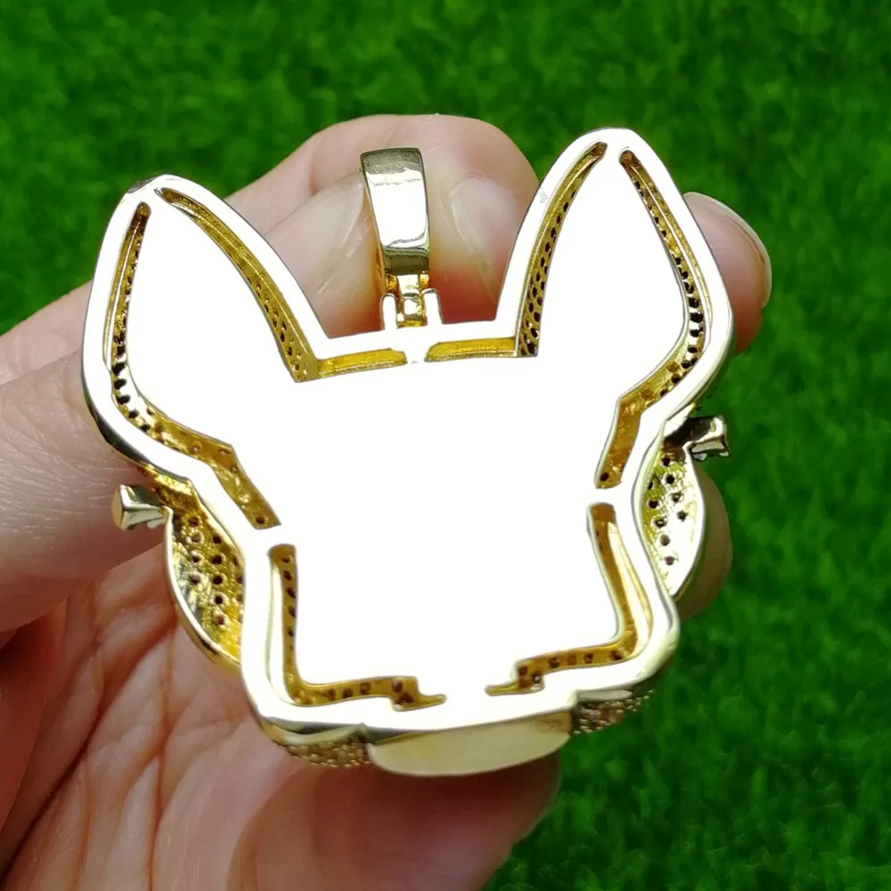 Colgante de latón con circonita cúbica grande y diseño de perro ingenioso con gafas, collar de estilo hip hop helado para hombres y mujeres, joyería de fiesta, regalo CN1371_voghion.com