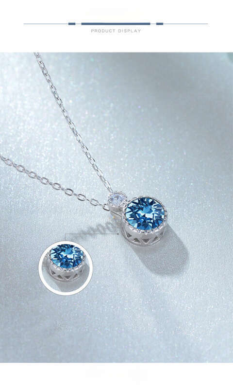 Collier classique en forme de cœur océanique pour femme, bijou S, pendentif en cristal argenté, chaîne de cou légère et luxueuse de qualité supérieure_voghion.com