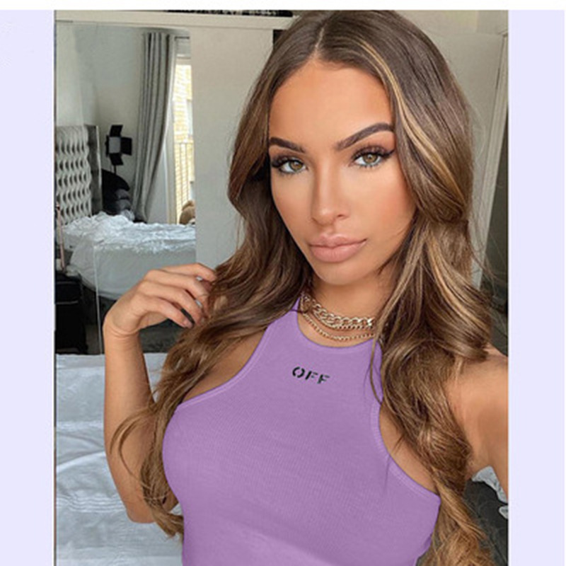 2021 Lato Nowy damski uniwersalny dopasowany krój sportowy top z haftowanymi literami_voghion.com