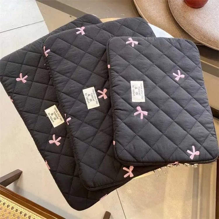 Süße Schleife Stickerei Computer Tasche Tablet Sleeve Fall 11 13,3 14 15,6 Zoll Frauen Laptop-Hüllen für Buch Ipad HP_voghion.com