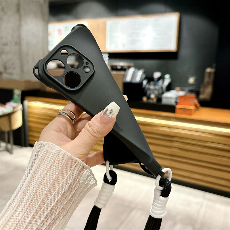 Candy Color Lanyard Strap Phone Case For iPhone 15 14 13 12 11 Pro Max Plus X XS XR Silicone Soft TPU Back Cover_voghion.com