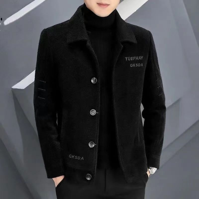 Men's Clothing Woolen coat for men Coat with heavy tweed lapel jacket for men Every winter trend