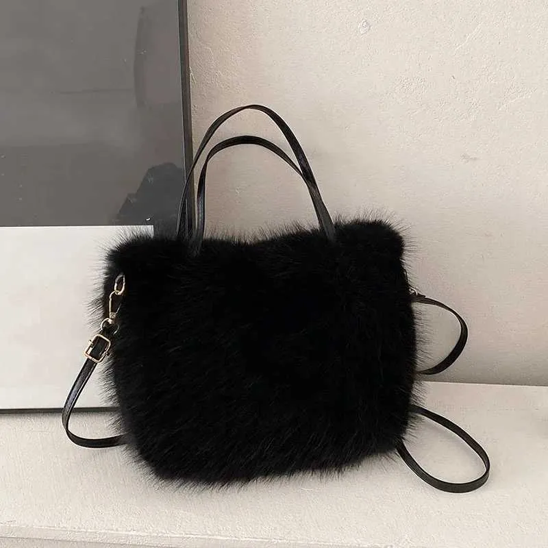 Designer Bag Artificial fur bucket plush design womens handbag soft winter cross body shoulder bag Bolsa Feminina 2025_voghion.com