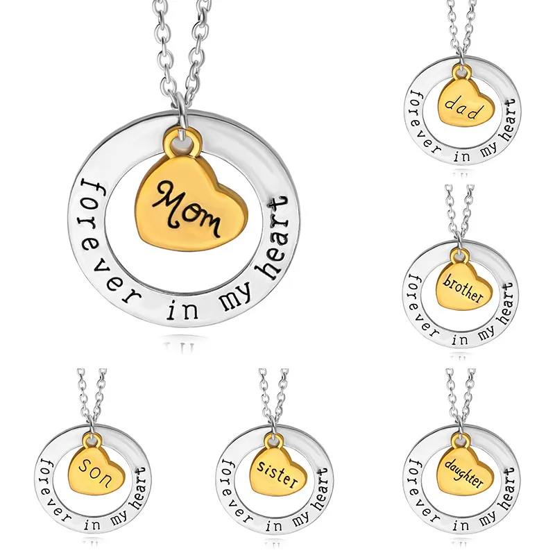 Forever in My Heart Pendant Necklaces Letter Family Member Grandpa Uncle Aunt Mom Dad for Women Fashion Jewelry 2572_voghion.com