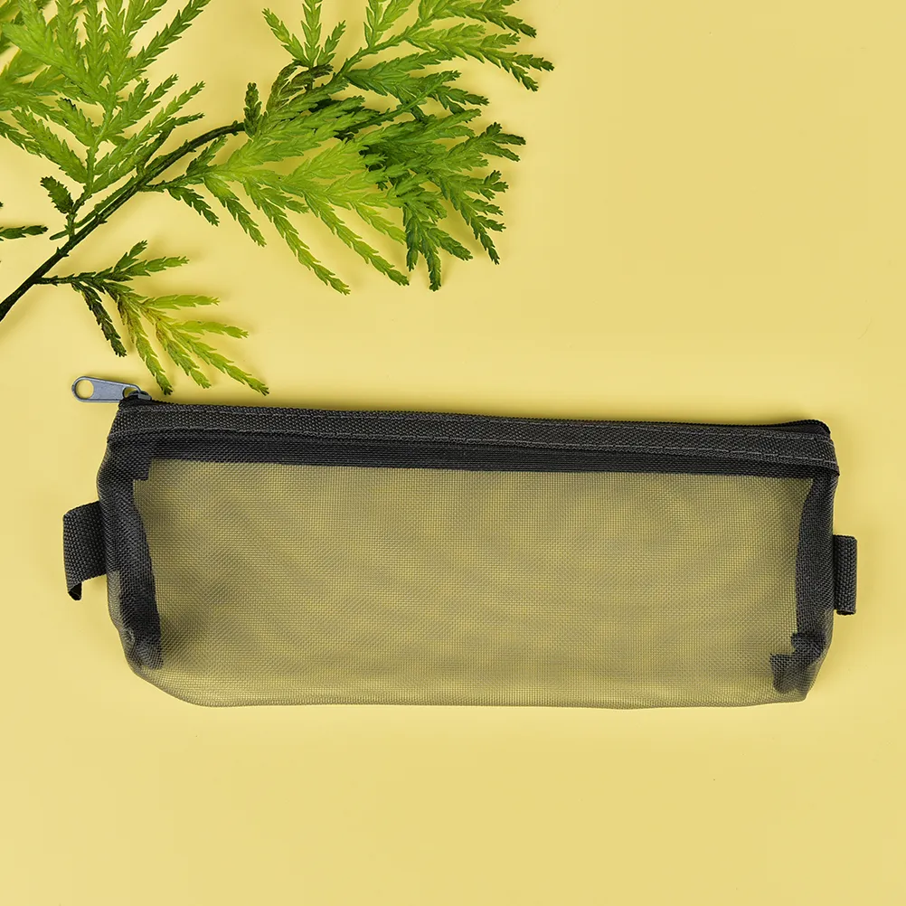 Astuccio per matite trasparente per esami S/L con cerniera in rete semplice e trasparente, borsa per cancelleria per la scuola_voghion.com