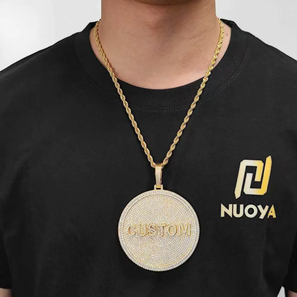 Hip-hop teniška verižica Sterling Sier VVS Moissanit diamantni grozd ledeno obarvani obesek po meri s črkami za moške in ženske_voghion.com