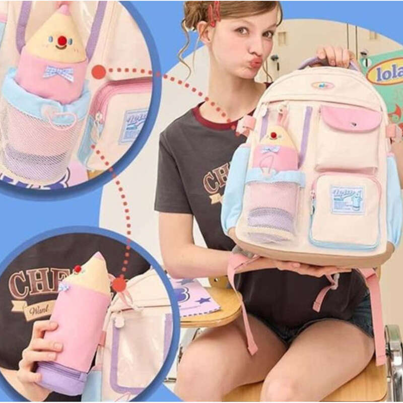 Cute Pencil Holder High School School Large Capacity Travel Backpack_voghion.com
