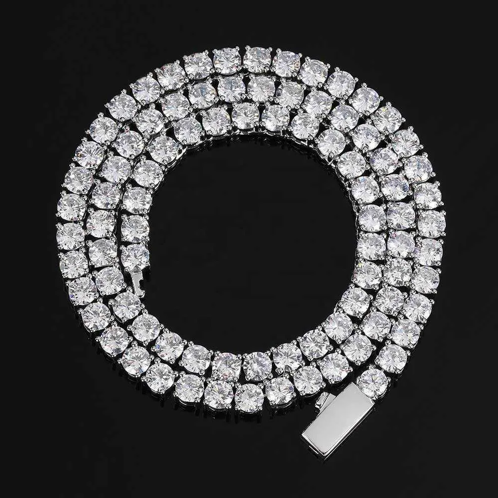 Collana da tennis in moissanite e zircone VVS con catena in acciaio e oro con diamanti da 3 mm, 4 mm e 5 mm_voghion.com