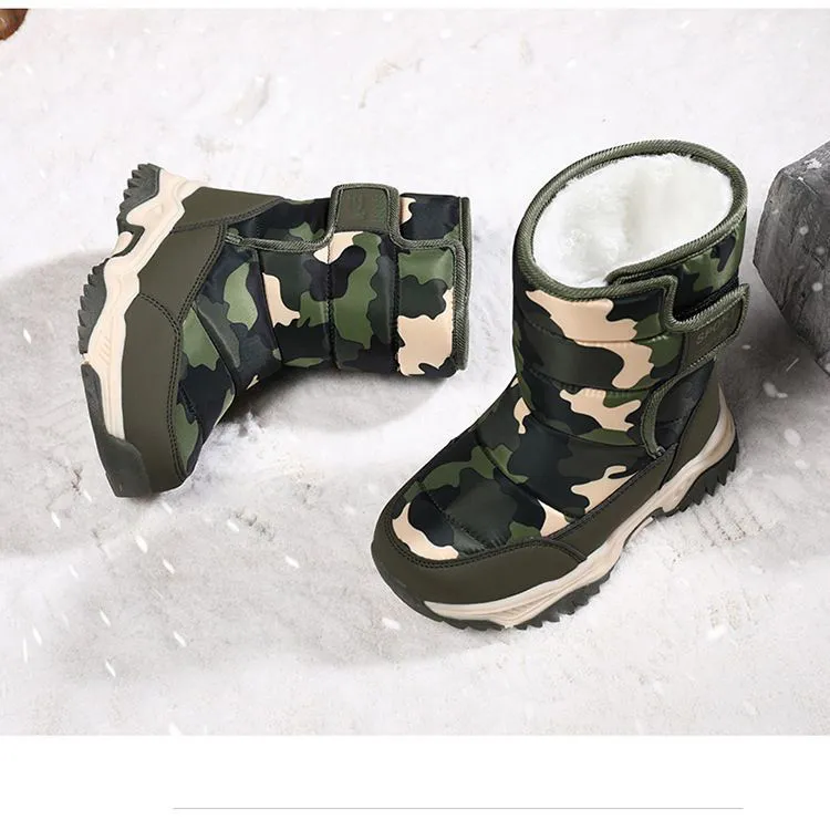 Winter Kids Plush Waterproof Fabric Non-Slip Girls Boys Rubber Sole Toddler Snow Fashion Warm Cutefeet Children Outdoor_voghion.com