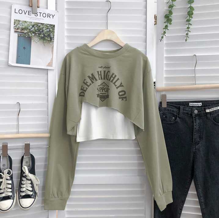 Damen Sweatshirt Mit Einzigartigem Design Und Kurzem Camisole_voghion.com
