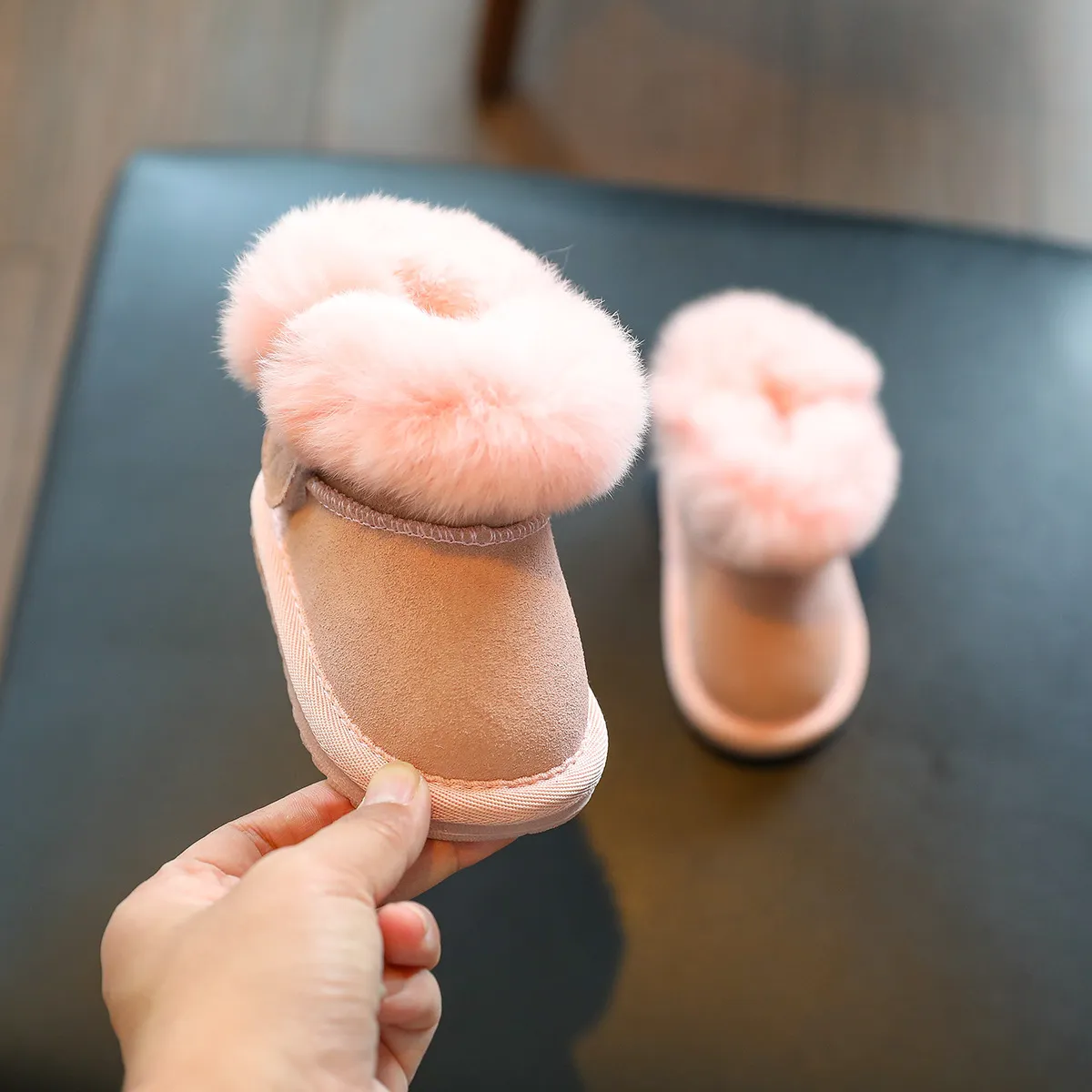 Talvised lapsed tahked plush soojad tüdrukud imik beebi armsad jalad õues vabaaja lumi poisid pehmed libisemiskindlad karusnahast kingad väikelapse seemisnahast_voghion.com