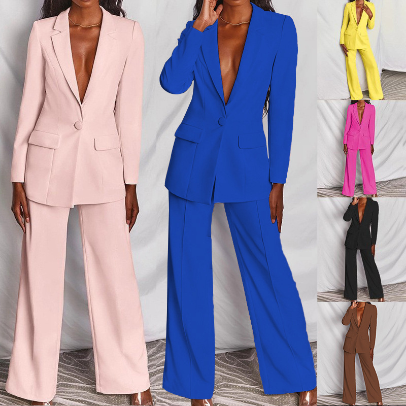 Women's Clothing Women's fashion long sleeve suit straight trouser suit