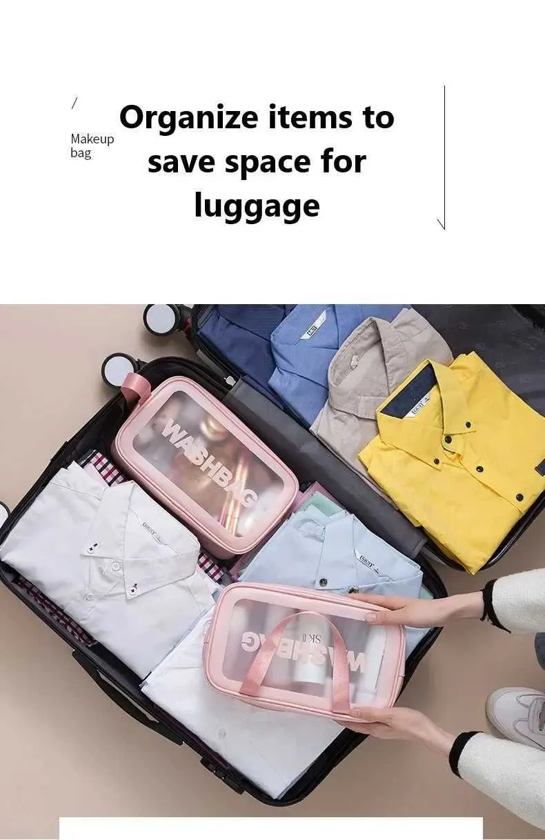 Trousse de maquillage transparente et étanche en PU pour femmes Y241023_voghion.com