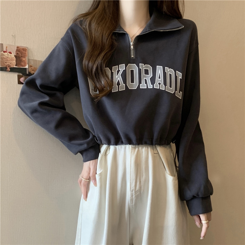 Half-zip Polo Sweatshirt For Women, Loose Fit Autumn Pullover_voghion.com