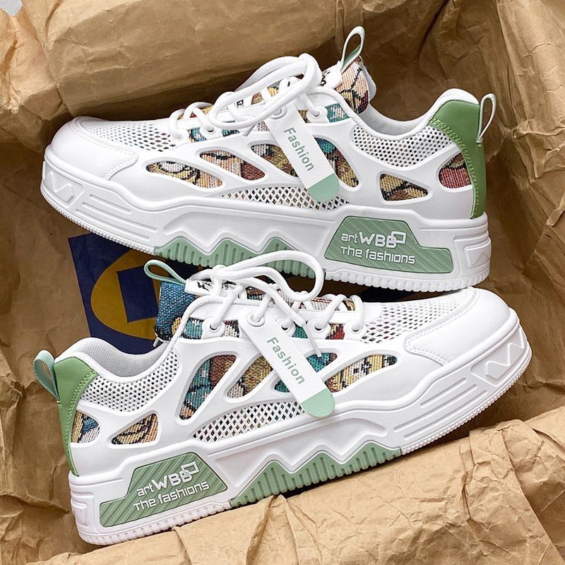 Männer Summer Nei Atmungsaktiv Villsäiteg Dënn Turnschlappen National Trend Liicht Mesh Sport Casual Wäiss Schong_voghion.com