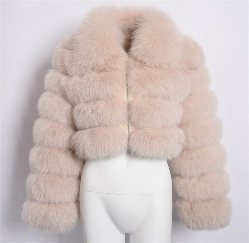 Vêtements pour femmes manches courtes en fourrure pour femmes automne et hiver hauts chauds manteau en peluche tendance_voghion.com