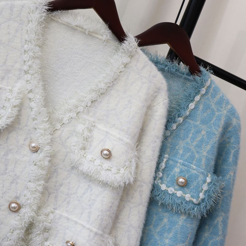 Women's Clothing mink veet knitted cardigan autumn and winter new loose high end temperament sweater coat_voghion.com