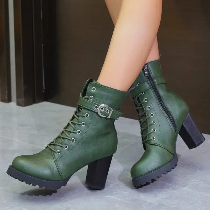 Damen Motorrad Winterstiefel Mit Plateau Und Hohem Absatz_voghion.com
