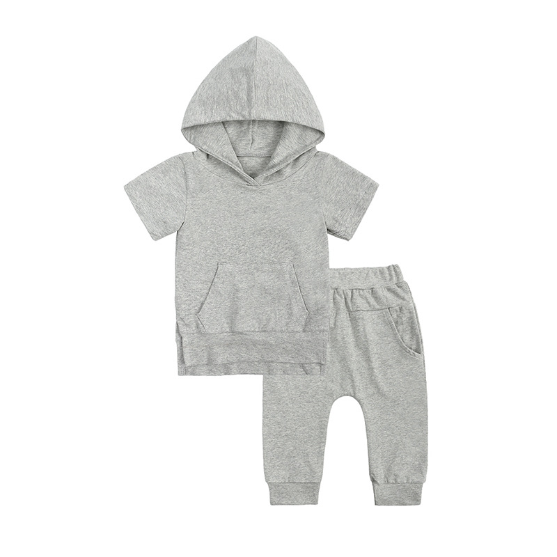 Mother&Kids Children's suit hooded short-sleeved hoodie trousers two-piece children's suit_voghion.com