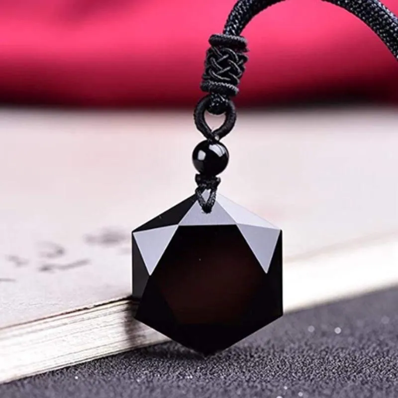 Ripats Kaelakeed Obsidiaan Energy Stone Kuue otsaga tähe kaelakee Meeste ja Naiste kampsun kett Ehted_voghion.com