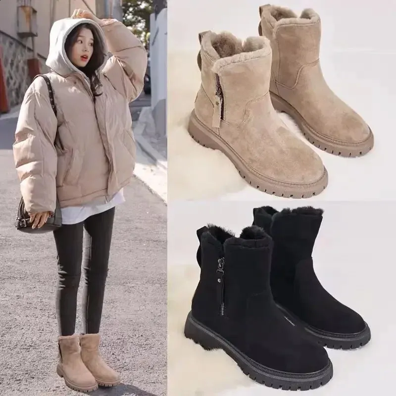 Womens Snow Boots Winter Warm Fur Lined Platform Boots For Ladies_voghion.com