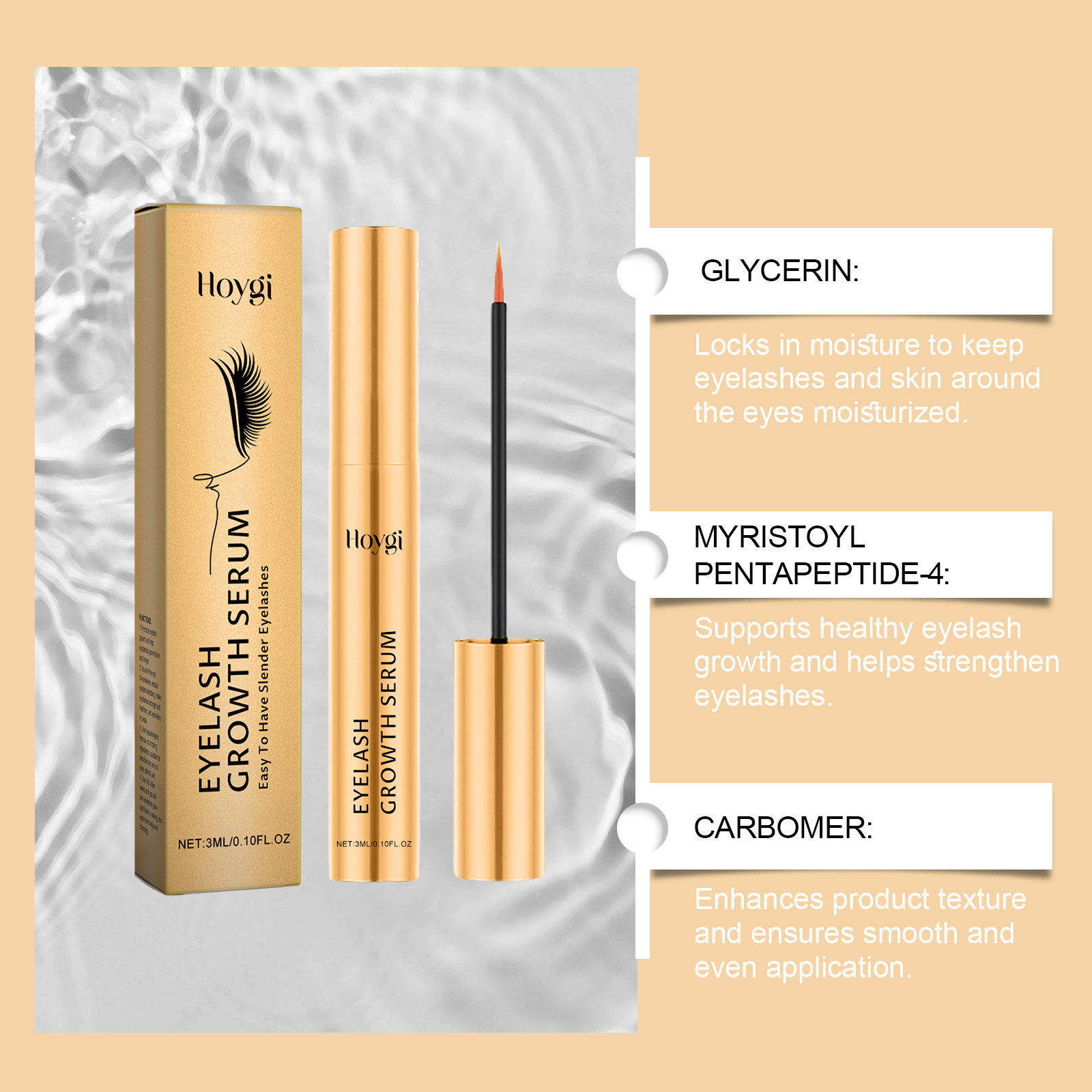 Hoygi Gentle Nourishing Mascara Natuurlijke krul Langdurige formule die niet uitveegt Met definiërende borstel Voor dagelijks gebruik_voghion.com