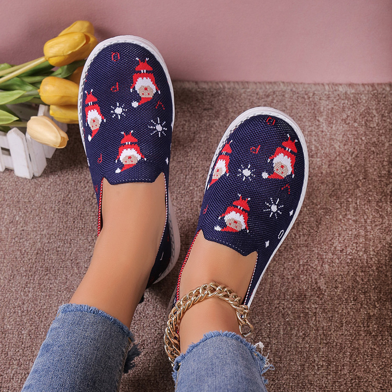 Loafer für Damen mit runder Spitze und Weihnachtsmotiv_voghion.com
