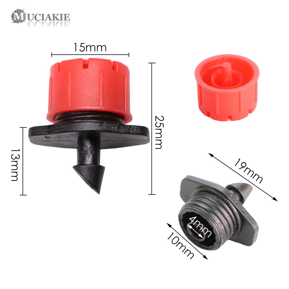 100/500 STÜCKE 1/4 "Barb Rote verstellbare Düsen Gartenbewässerung Bewässerung Sprinkler Waschbarer Emitter 0-80L/H für Hofgewächshaus_voghion.com