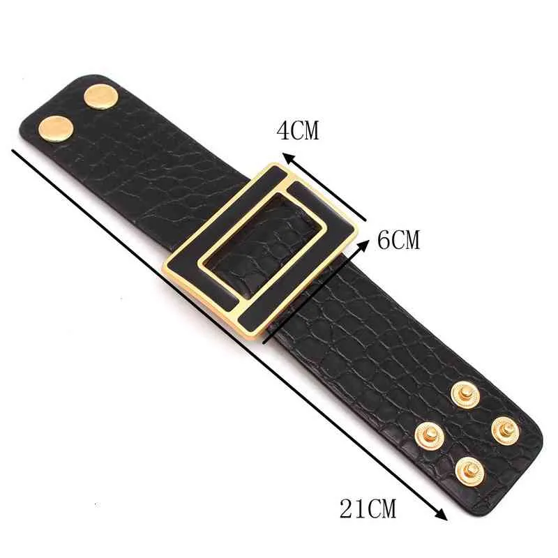 2022 Moud Brindle Breet Liederarmband fir Fraen Schwaarz Wäiss Geometresch Metall Wrap Charm Bijouen Femme Kaddo_voghion.com