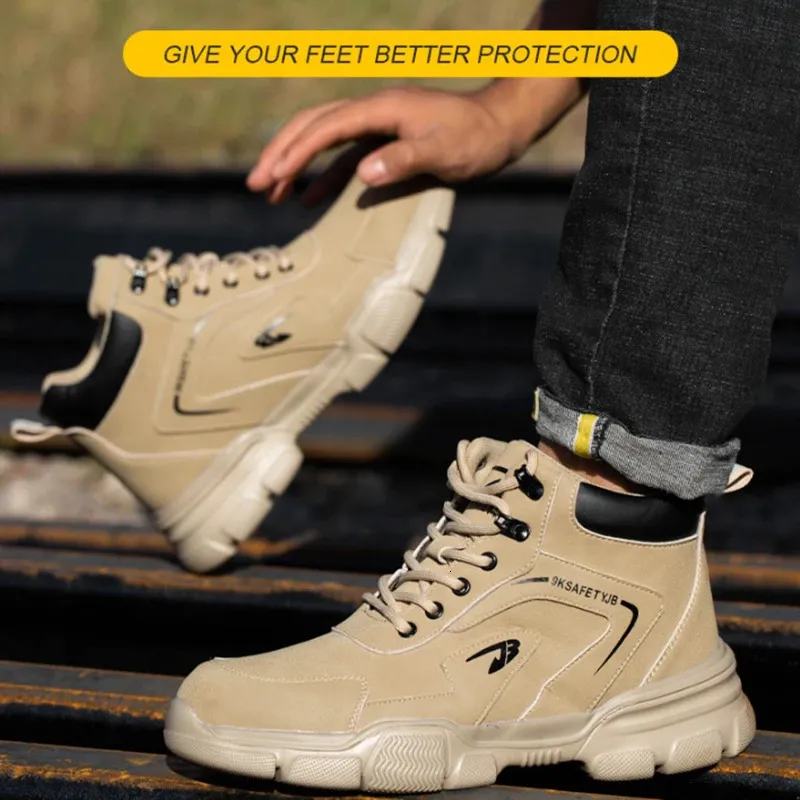 Sicherheitsschuhe für Herren mit Anti-Smash- und Pannenschutz, Arbeitsschuhe mit Stahlkappe, leicht, bequem, Sicherheitsstiefel, unzerstörbare Schuhe 240612_voghion.com