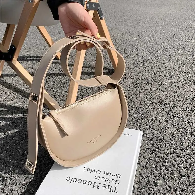 Borse a tracolla a semicerchio con tracolla a sella per le donne, borse e borsette da ragazza con tracolla larga regolabile e di marca firmata_voghion.com