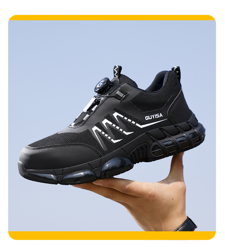 Scarpe antinfortunistiche GUYISA con punta in acciaio, scarpe da lavoro da uomo di alta qualità, leggere, alla moda e comode 5025bk_voghion.com