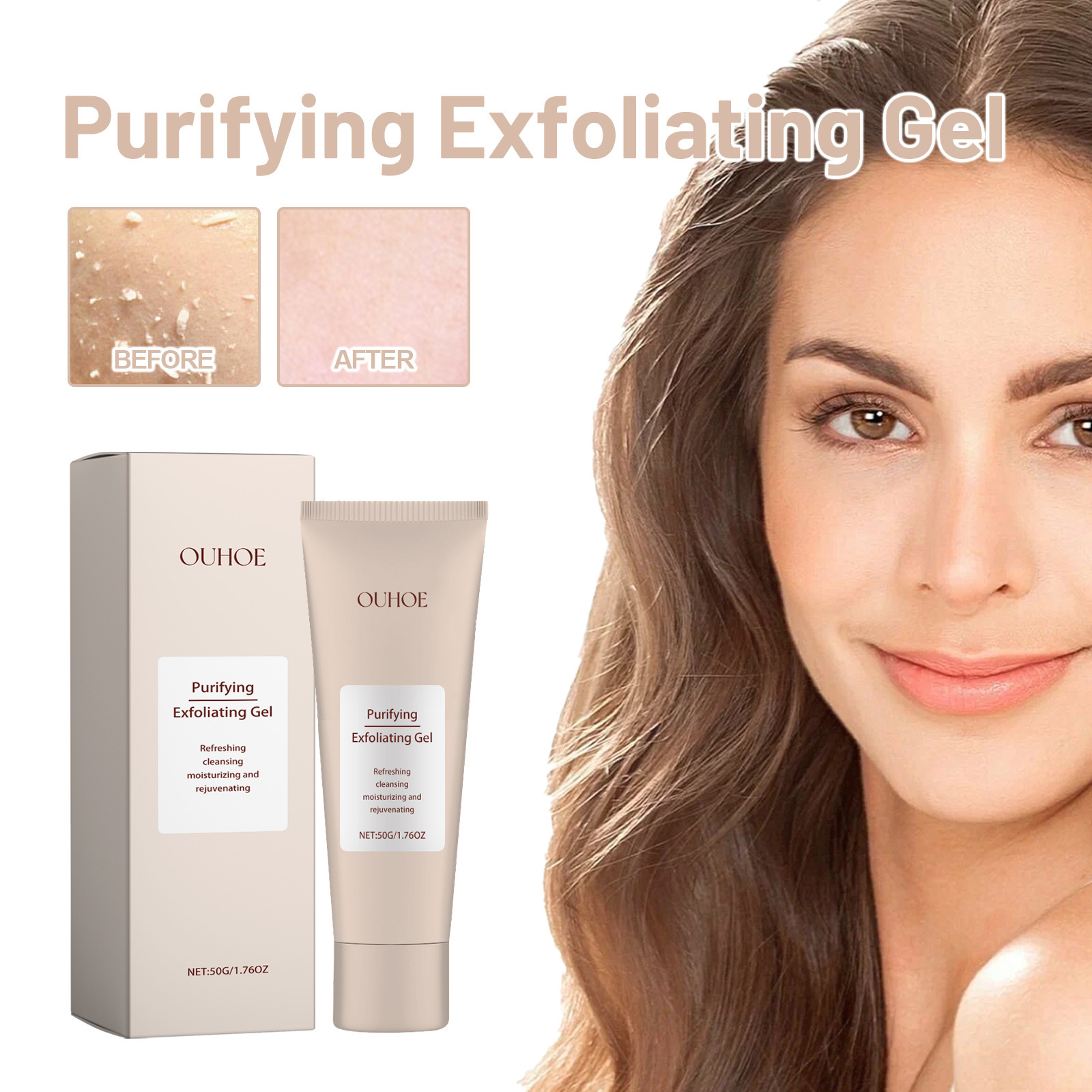 OUHOE Purifying Exfoliating Gel, Skin Mildly Tender Skin Cutin Clean Pores Blackhead Gel_voghion.com