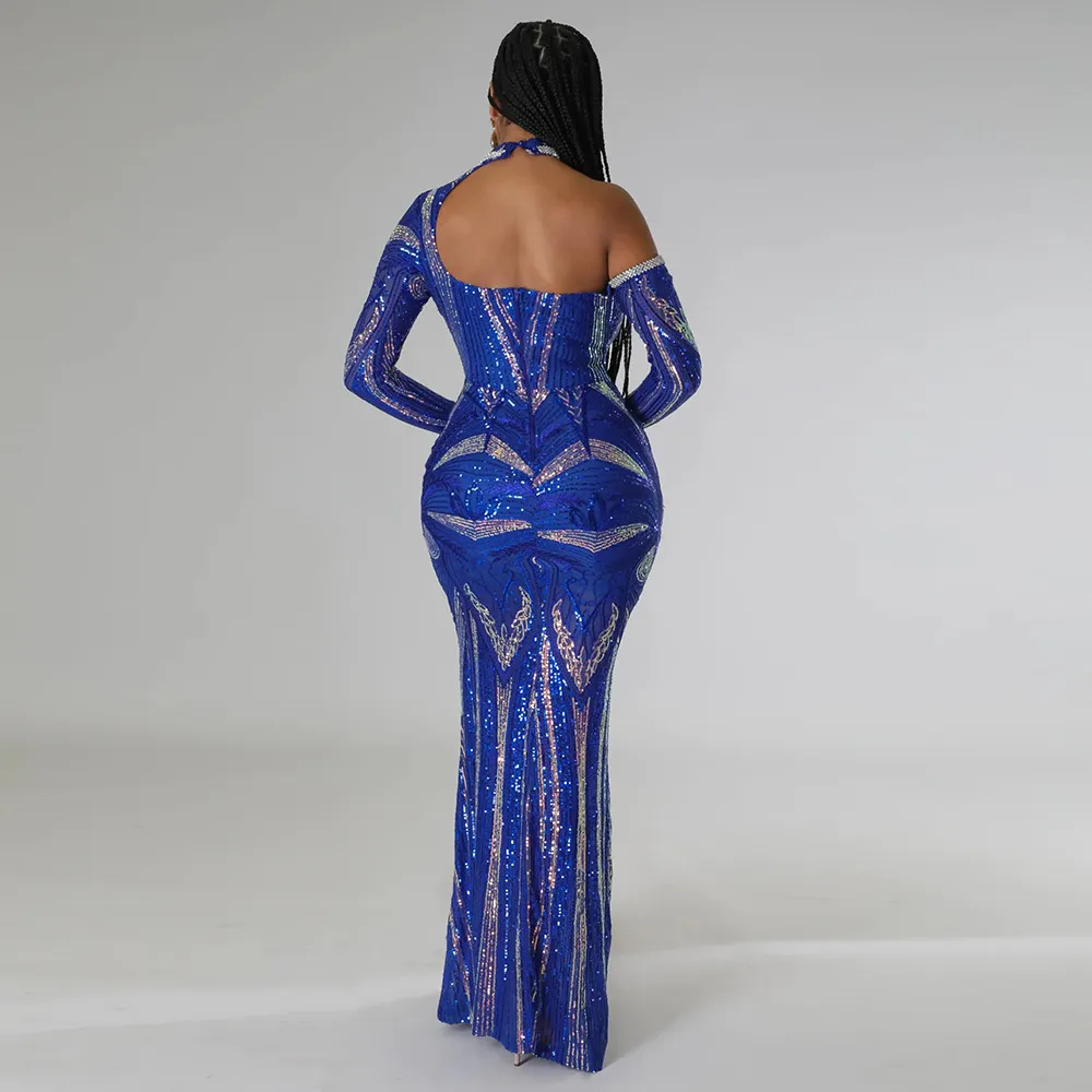 Vestidos casuales IDress 2023 Vestido elegante de lentejuelas de diamante de perforación de calidad para mujer Vestido largo maxi ajustado para fiesta Club nocturno_voghion.com